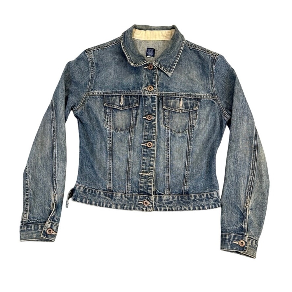 Gap Jeans Womens Medium Wash Denim Trucker Jacket Blue 100% Cotton Size M